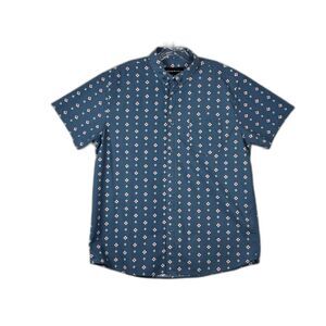 Molokai Surf Co. Blue Geometric Diamond Micro Print  Button Down Shirt XL *READ*